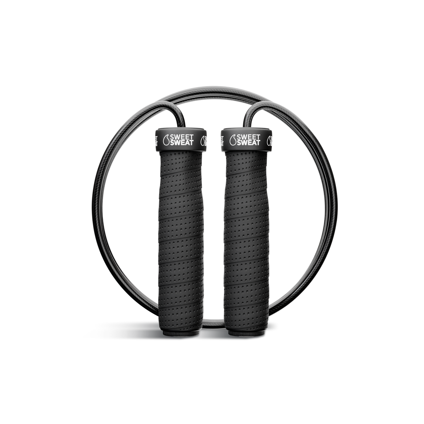 a pair of Sweet Sweat® Light Weight Adjustable Length Cable Jump Ropes on a white background.