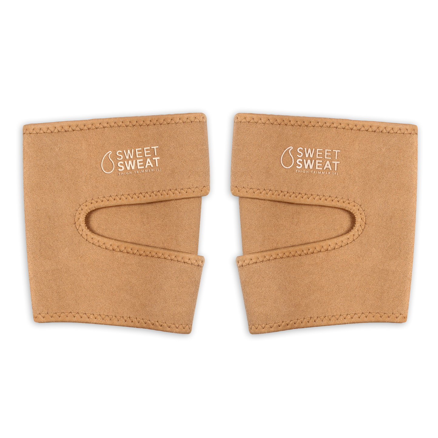 a pair of Sweet Sweat® Toned Thigh Trimmers 2PK with the words sweet sweet on them. (Brand: Sports Research)