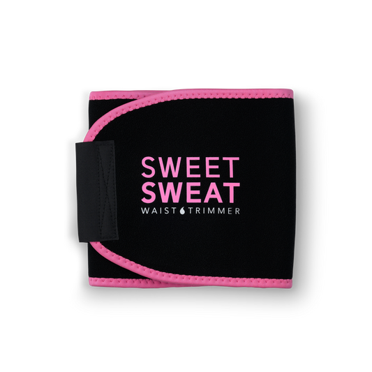a black and pink Sweet Sweat® waistband with the word sweet sweat on it, by Sports Research.
