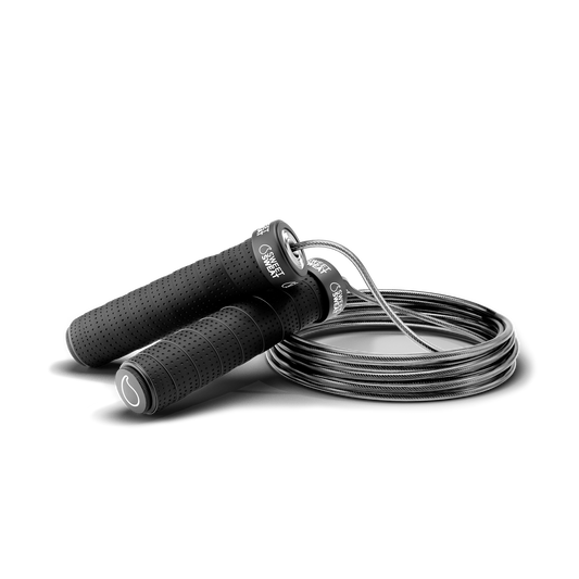 a Sweet Sweat® Light Weight Adjustable Length Cable Jump Rope on a white background.