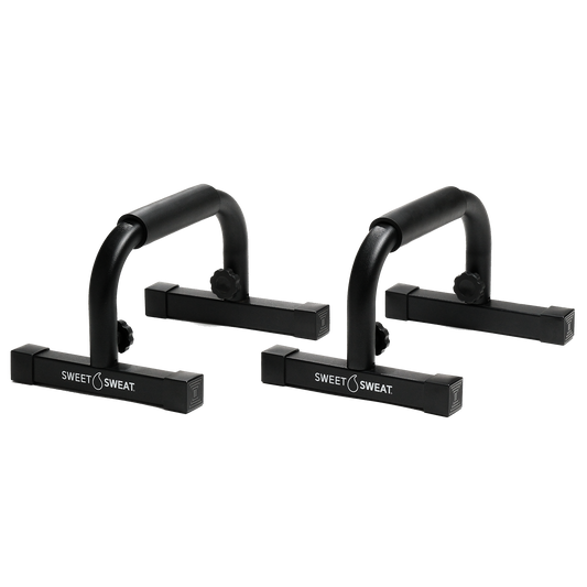 two Sweet Sweat® Push-Up Bars with Ergonomic Handles on a grey background.