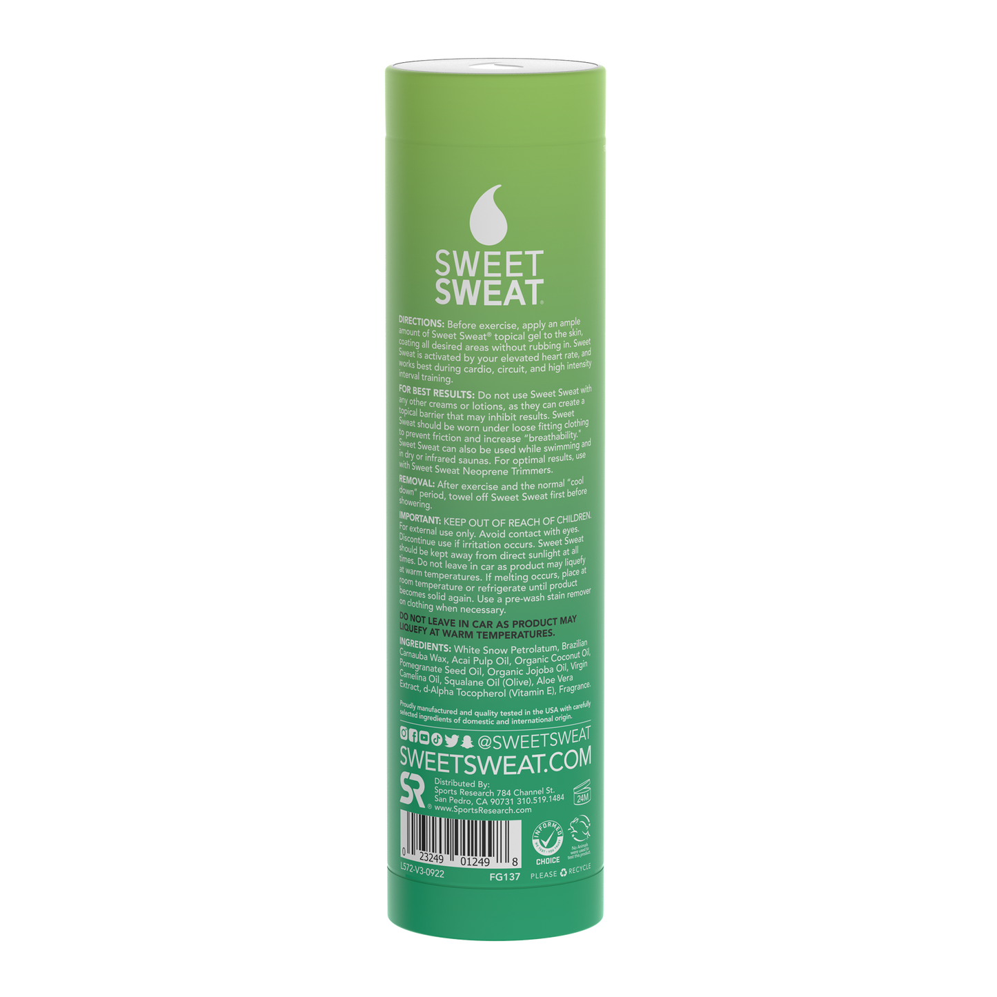 A Sweet Sweat® Stick 6.4 oz - Citrus Mint tube on a white background.