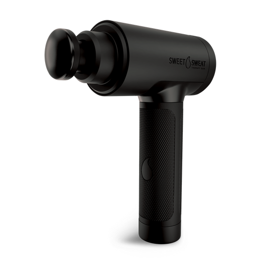 a Sweet Sweat® Massage Gun for Deep Tissue Therapy with a black handle.
