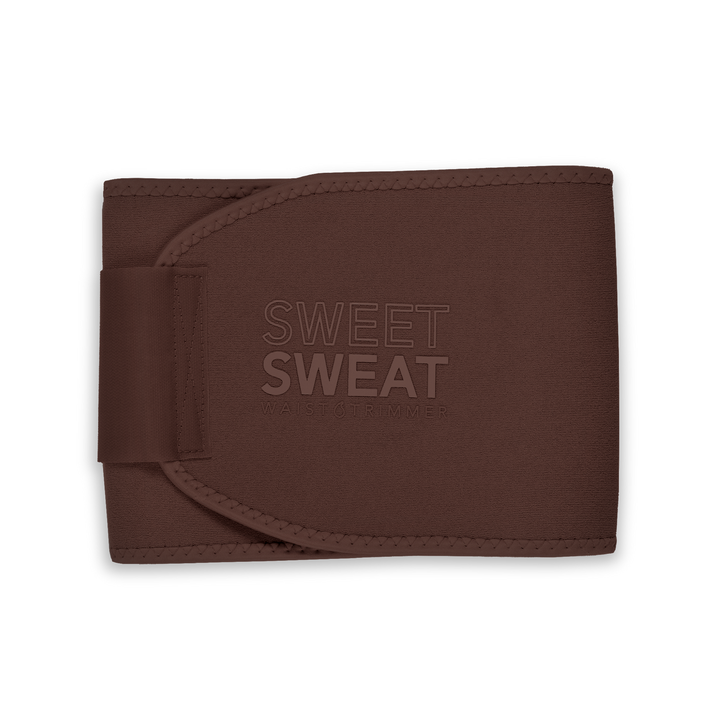 a brown belt with the words "Sweet Sweat® Toned Waist Trimmer" by Sports Research on it.