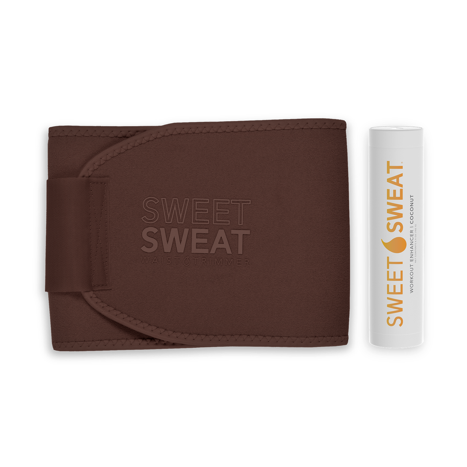 a brown wallet with the words Sweet Sweat Toned Bundle with Trimmer & Sweet Sweat Stick on it.